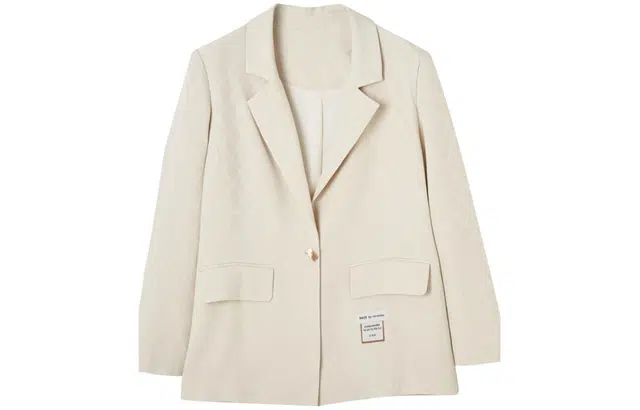 【dme】一粒扣几何印花通勤简约长袖西装 女款 米白