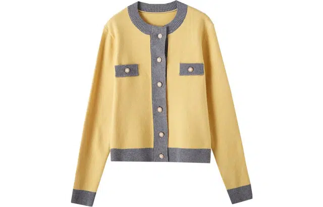 【dme】 简约休闲单排扣撞色针织衫 女款