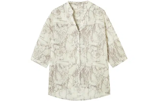 【dme】 法式印花短袖衬衫 女款 砾石色