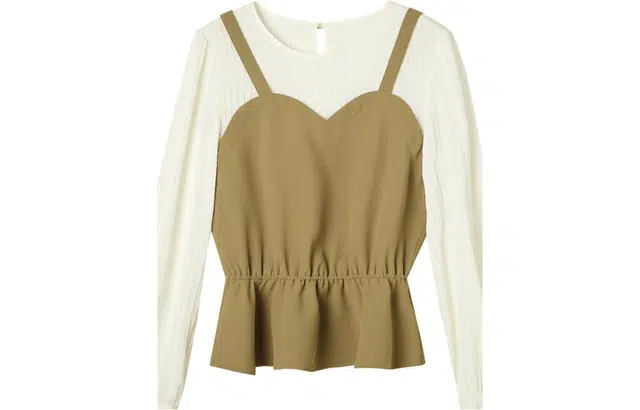 【dme】 假两件拼接圆领长袖衬衫 女款 浅咖色