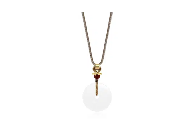 饰伴 平安扣简约设计 白玛瑙 项链 女款 #精美礼盒