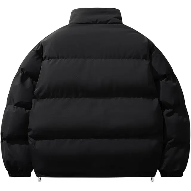 蜡笔小新 趣味卡通字母印花保暖纯色加厚立领面包棉服外套 男女同款