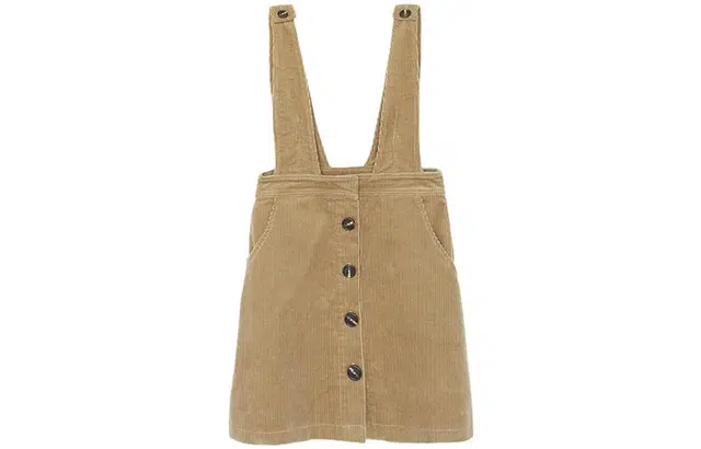 花栗鼠小姐 纯色背带休闲短裙 茶色