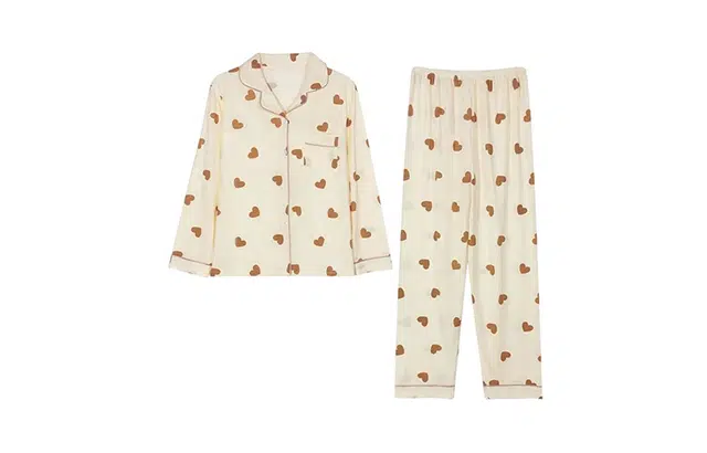 橡柠派 春秋冬款睡衣女 长袖长裤开衫两件套 时尚简约日常可外穿秋冬 家居套装 女款 米白色