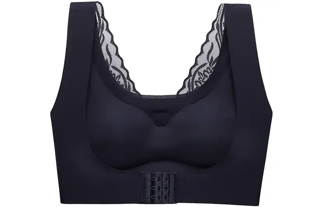 浪莎 无钢圈无痕美式聚拢防下垂调整型收副乳上托乳胶文胸 女款 黑色