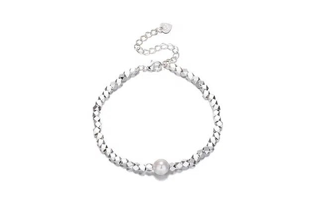 牧言 国潮复古新中式冷淡风简约小众高级感 上岸竹节不规则几两方块手饰 合金 镂空福牌碎银手链 女款