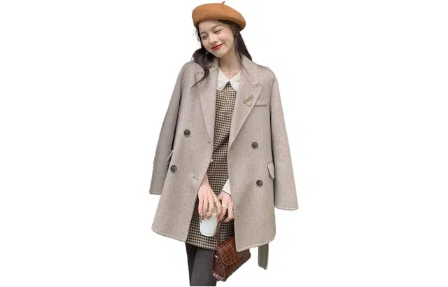 花栗鼠小姐 舒适柔和羊毛双面外套大衣 女款