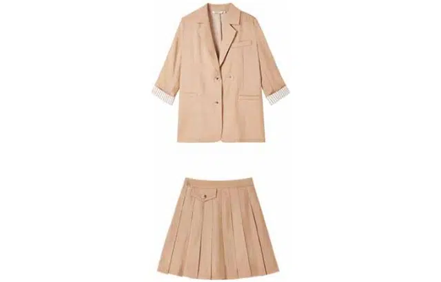 花栗鼠小姐 长袖西装外套纯色半身裙西装套装 女款