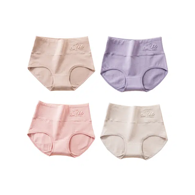 浪莎 中腰抗菌透气三角内裤 女款 四条装 肤色