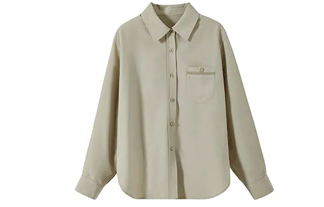 花栗鼠小姐 纯色显瘦衬衣设计感小众长袖衬衫 女款