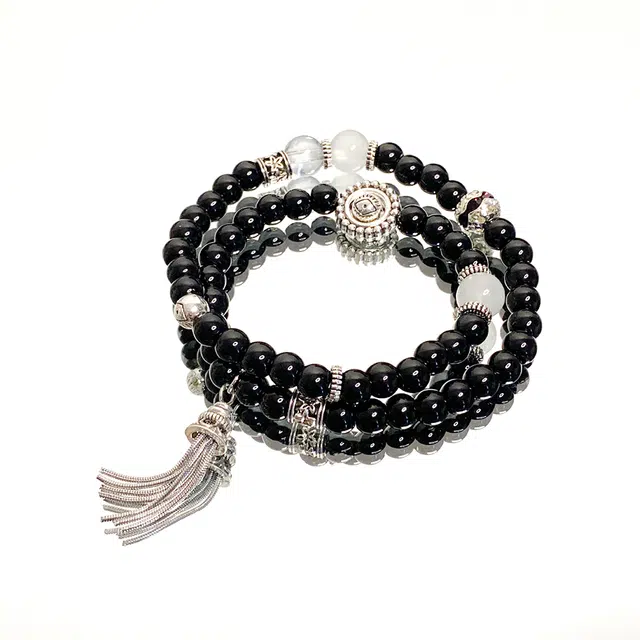 饰伴 新中式铜钱 转运珠 国潮 复古双层飞戴多圈几何流苏 甜蜜饰爱 合金 手串 男女同款情侣款