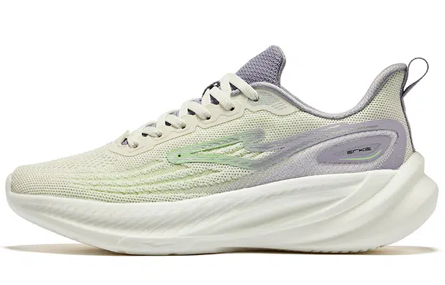 鸿星尔克 减震耐磨透气 低帮 跑步鞋 女款 橡芽白薄雾紫