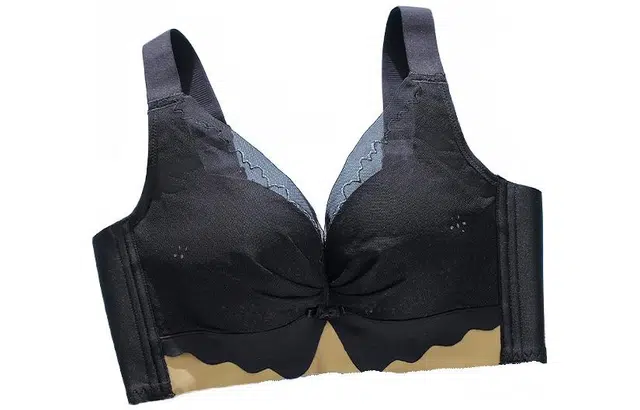 浪莎 大胸显小薄款收副乳防下垂缩胸无钢圈蕾丝文胸 黑色