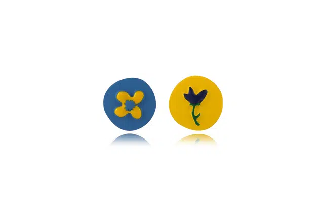 牧言 多巴胺简约小众高级感 创意撞色森系几何圆形耳饰 春夏花语 不对称花朵耳钉 女款