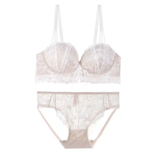内在密码 聚拢小胸显大性感纯欲二分之一半杯加厚蕾丝内衣裤套装 女款
