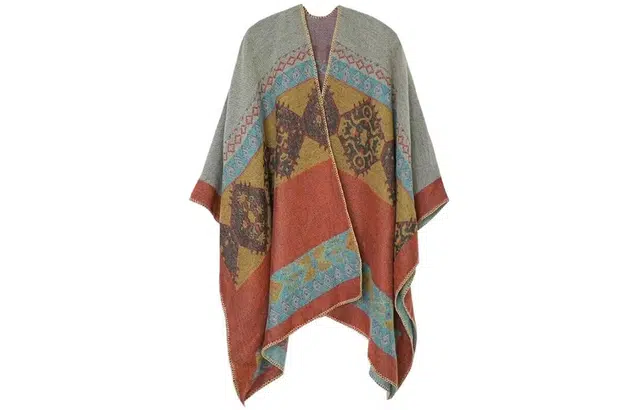 优幽兰 民族风 休闲 设计感空调房两用防风防寒加厚保暖外搭户外旅行高级感穿搭 披肩 女款