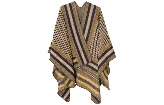 优幽兰 秋冬季新款百搭设计感撞色 民族风旅行拍照防风防寒 实用空调房办公室加厚保暖外搭 披肩 女款