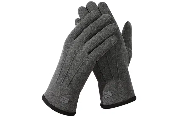 优幽兰 秋冬季摩托车学生纯色百搭防寒防冻东北加绒加厚骑车设计感保暖潮流出行 聚酯纤维 氨纶 绒线 棉手套 男款