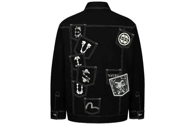 EVISU Multi-Pocket Loose Fit Denim Shirt Jacket