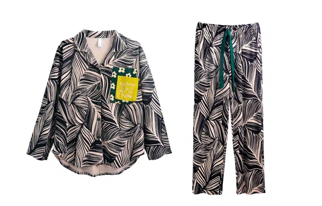 小情歌 家居服睡衣 纯棉睡衣女春秋季家居服女春秋款长袖长裤宽松设计国潮中国风家居套装 女款 黑白条纹