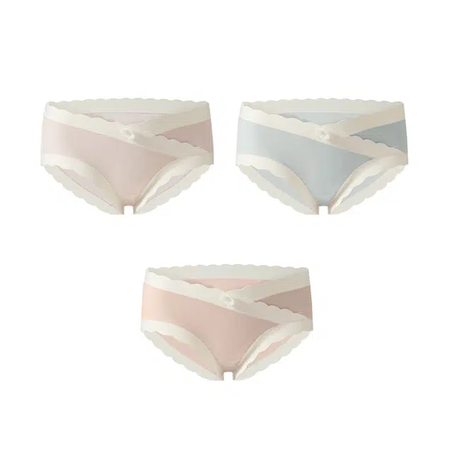 丝之莎 休闲纯色纯棉档荷叶边无痕中腰三角内裤 女款 组合装