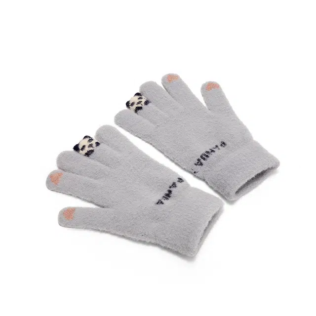 稻草人 五指包裹款 韩版毛绒加厚保暖 骑行防风防寒 其他手套 女款