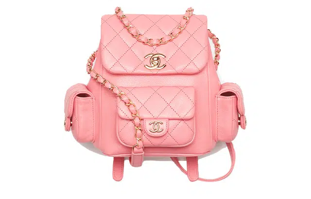 CHANEL 23K Chain Backpack Small Coral Pink