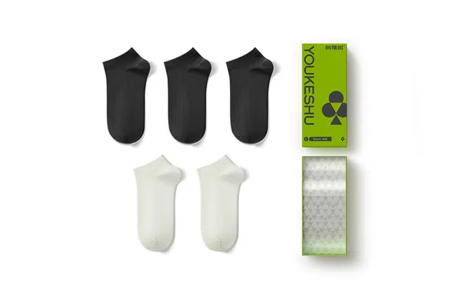 有棵树 春秋季袜子 男纯棉抗菌防臭短袜 吸汗透气 春秋季薄款短筒船袜黑白色潮 礼盒装