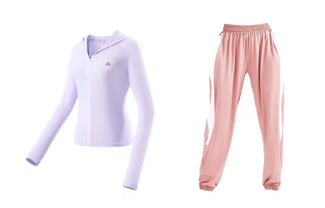 匹克 纯色连帽外套撞色运动裤健身套装 女款