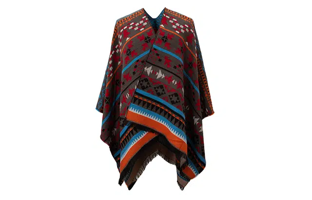 白卷 民族风两用外搭加厚 旅游斗篷式 披肩 女款