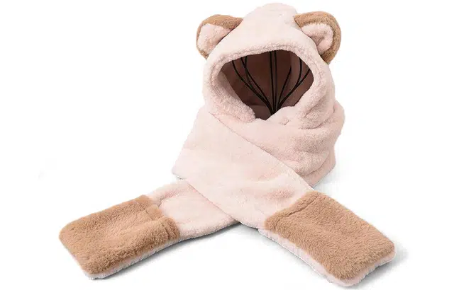 优幽兰 百搭时尚毛绒帽东北加厚帽子围巾手套一体防风防寒拼色针织帽保暖高级感休闲 围巾 女款