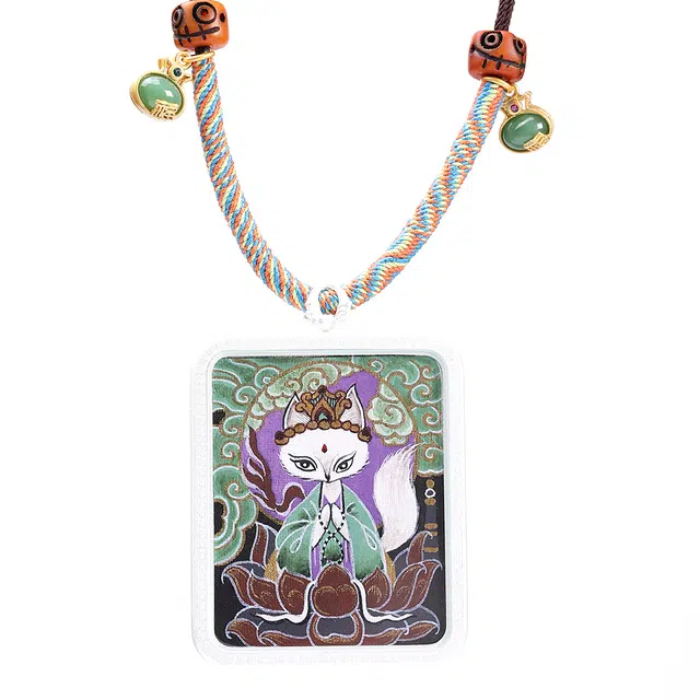 喃呢 招财转运藏式热贡九尾狐仙唐卡 新中式国风国潮吊坠 项链 女款