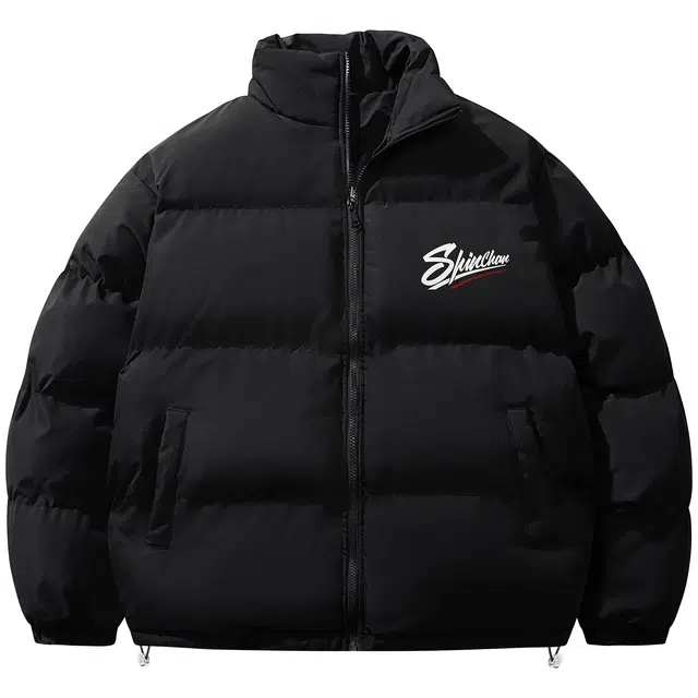 蜡笔小新 趣味搞怪小新字母标语印花保暖立领加厚面包棉服外套 男女同款