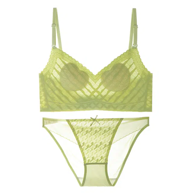 内在密码 大胸显小薄款兔耳杯内衣女聚拢无痕软支撑防下垂蕾丝内衣裤套装