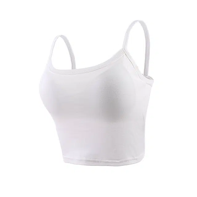 浪莎 纯色舒适无痕上薄下厚聚拢舒适防走光内搭打底内穿外穿上衣带胸垫内衣一体免穿文胸吊带 女款