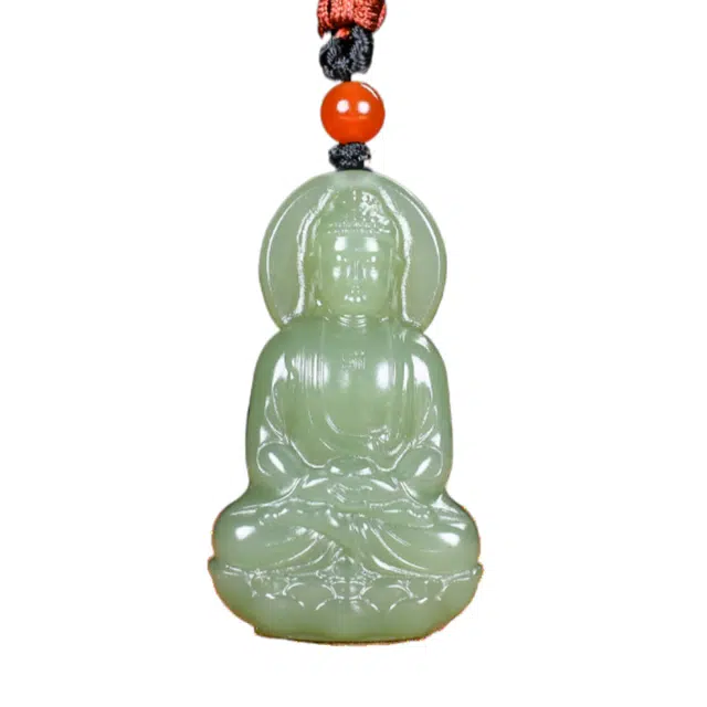 舒杰 晴水观世音菩萨 和田玉 和田玉项链 男款 青白玉