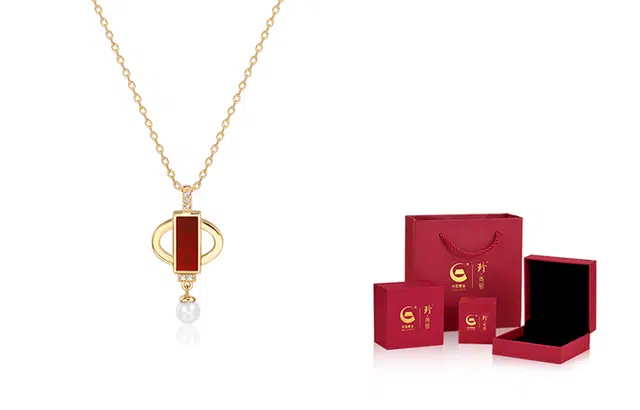 【中国黄金】珍·尚银 中国风灯笼银项链 红玛瑙孔雀石 锁骨链女高级感小众颈链 女款 送女生礼物