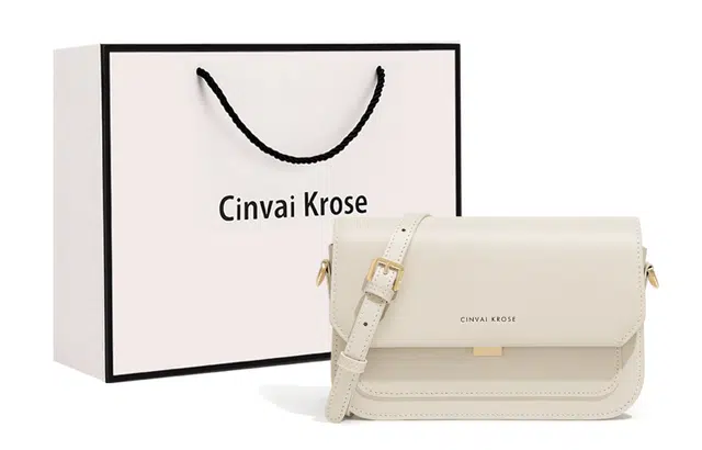 辛瓦伊·克洛斯 质感小众百搭休闲百搭通勤大容量锁扣开合 牛皮 小方包斜挎包单肩包 小号 女款 米白配绿/米白