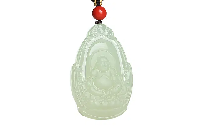印象眸 新中式古风国潮观音佛公 和田玉 项链 男女同款情侣款 青白玉