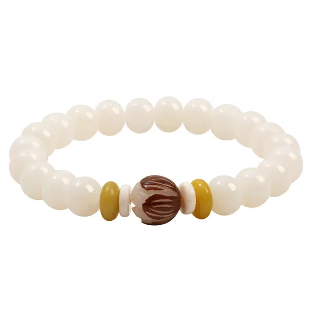 周百福 莲花 国潮古风简约时尚百搭民族风绕指柔盘玩佛珠串珠文玩手饰 菩提 手串 男女同款情侣款