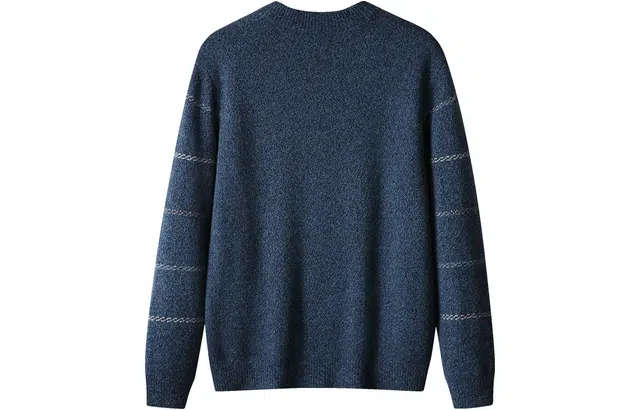 恒源祥 撞色条纹半高领套头针织毛衣 男款