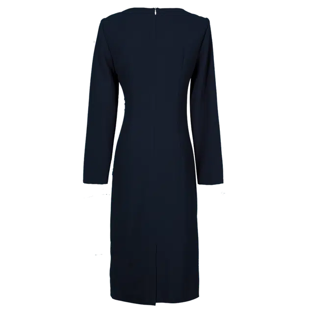 米思阳 优雅纯色修身长袖连衣裙