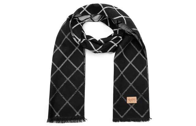 肯默 仿羊绒拼色 复古菱形英伦风保暖 绒线围巾 男女同款情侣款