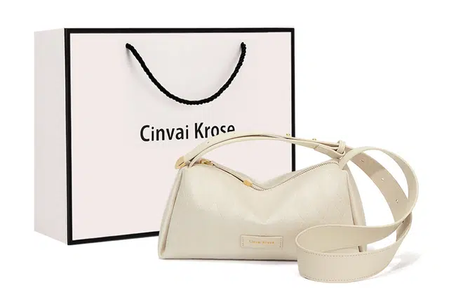 辛瓦伊·克洛斯 时尚百搭大容量通勤 织物配合成革 单肩包 女款 云顶奶白/牛油果棕/焦糖玛奇朵