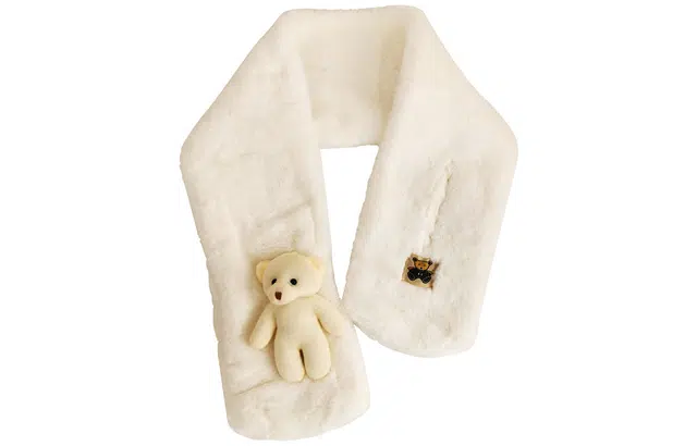 优幽兰 针织加厚护脖子防风防寒保暖搭配可爱小熊甜美休闲 围脖 女款