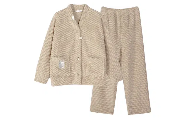 同语 秋冬季睡衣女珊瑚绒加厚加绒款套装女士可外穿冬天长袖家居服 家居套装 女款 浅驼色