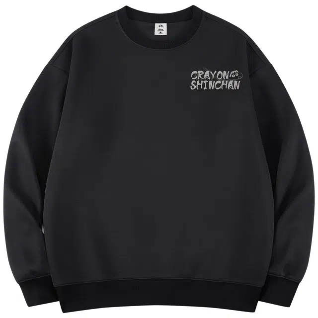 蜡笔小新 卡通线稿手绘奔跑小新字母印花休闲宽松套头圆领卫衣 男女同款