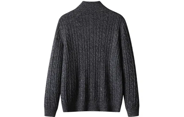 恒源祥 纯羊毛粗针花纱开衫毛衣 男款 深灰色