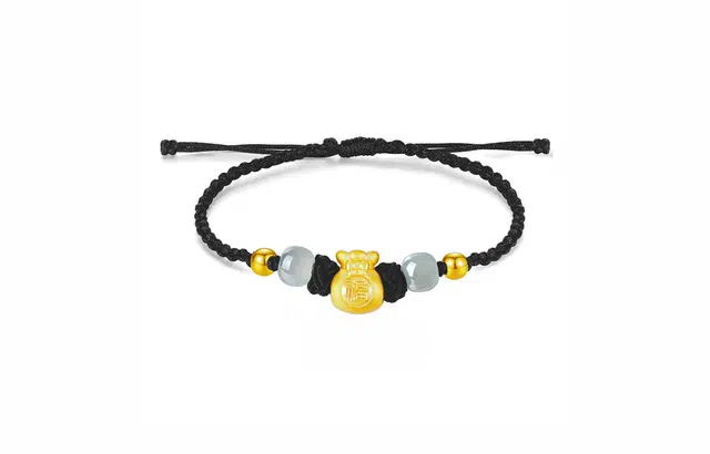 牧言 国潮复古新中式小众高级感 立体圆润福字蝴蝶结 手链 男女同款情侣款