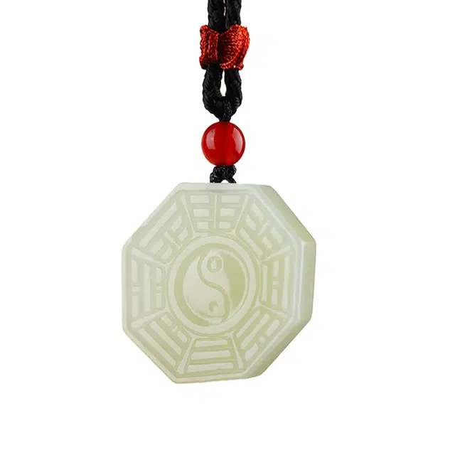 舒杰 五行九宫八卦牌 和田玉 和田玉项链 男女同款情侣款 白玉